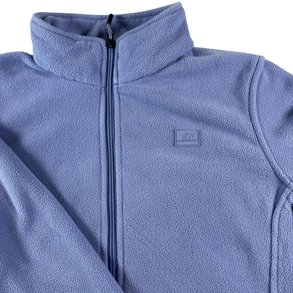 New Balance Jacket Mens XL Blue Fleece Full Zip Stand Collar Logo Outdoor
